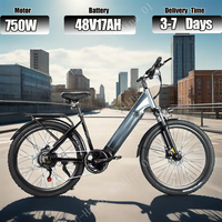 E-Bike 750W Motor 48V17AH Lithium Mechanical Disc Brake Battery Electric Bicycle 26-Inch Tire City Commuting Electric Bicycle