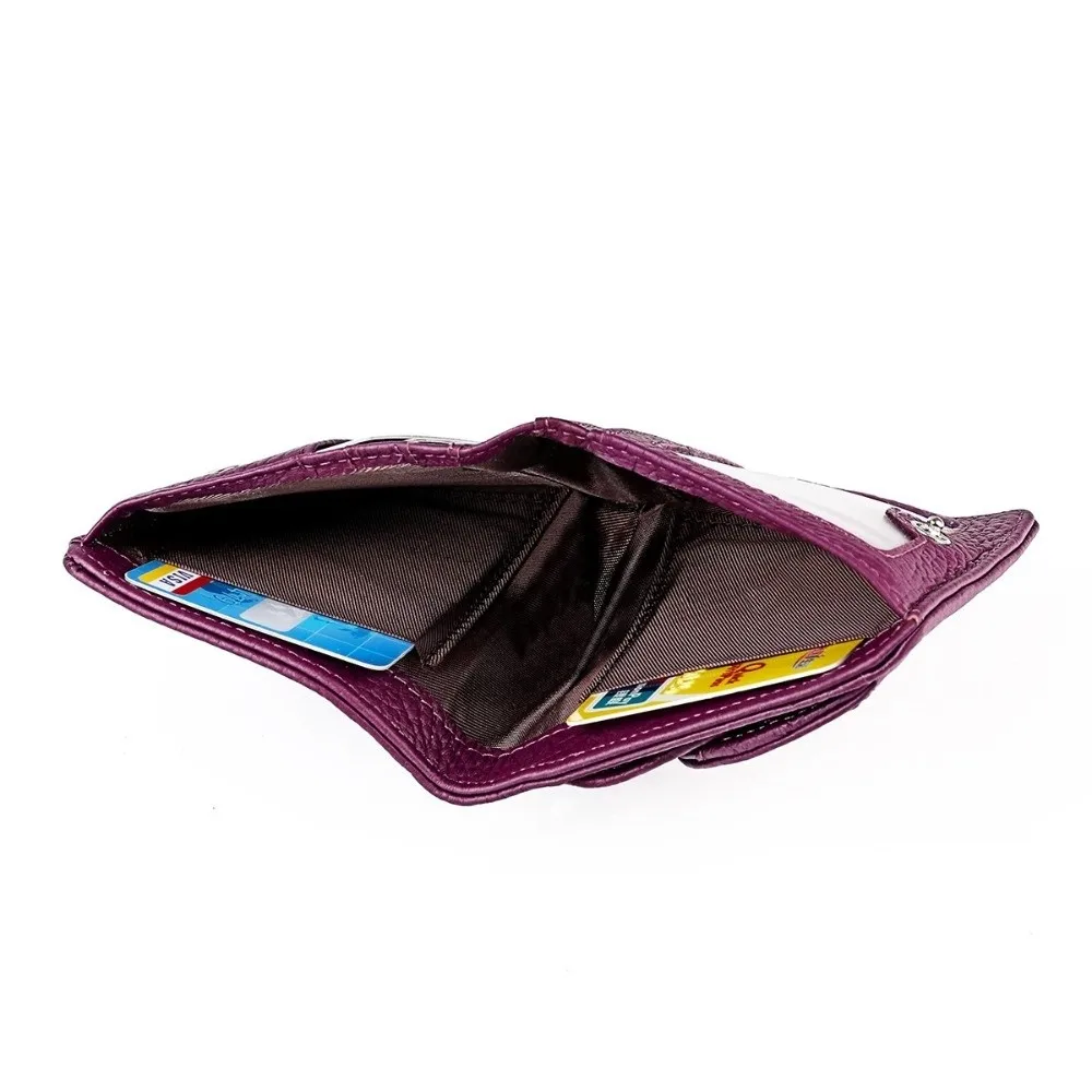 New Folding Genuine Leather Purse Large Capacity Portable Clutch Cowhide Wallet RFID Protection Retro Coin Purse Pocket Women