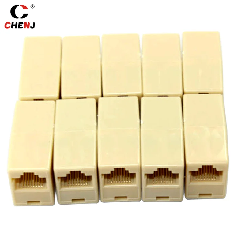 10pcs Ethernet RJ45 RJ-45 RJ 45 Cable Female To Female Type Lan Connector Coupler Adapter Joiner Networking Accessories