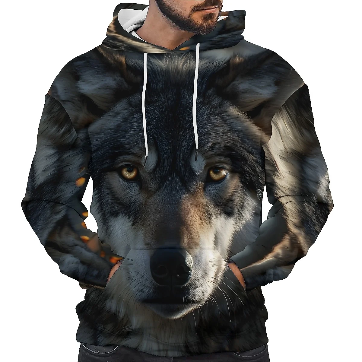 

SONSPEE Spring Autumn Unisex 3D Print Wolf Hoodie - Men's and Women's Long Sleeve Sport Pullover Sweatshirt for Stylish Comfort