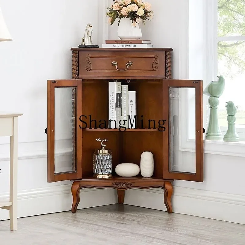 FG solid wood triangle simple corner cabinet living room corner rack corner cabinet