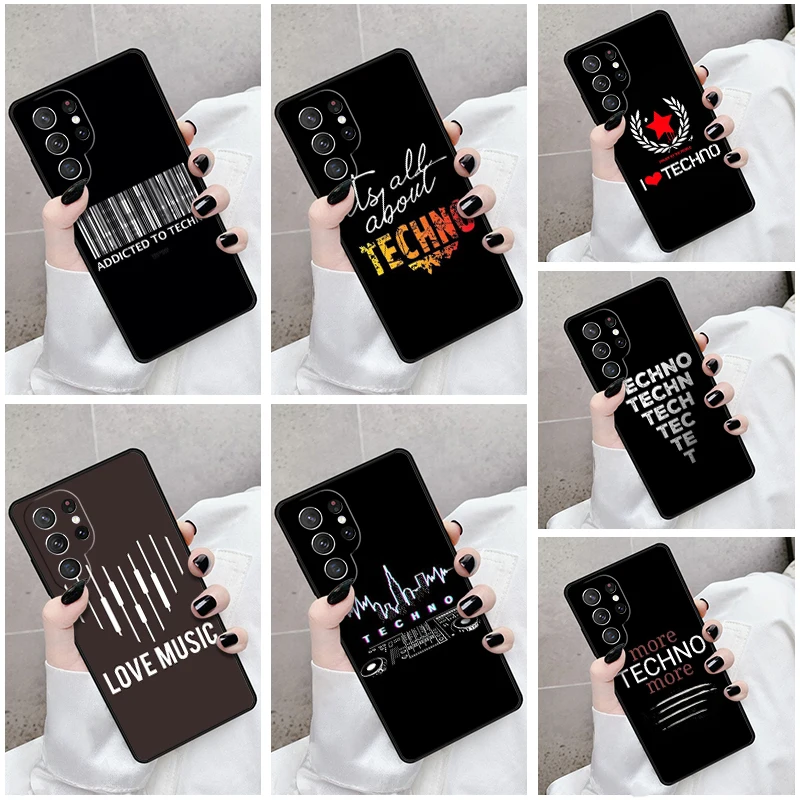 Phone Case For Samsung Galaxy S24 S23 S21fe S22 Ultra Plus Note 10 20 S8 S9 S10 Cover Love Techno Music Quotes