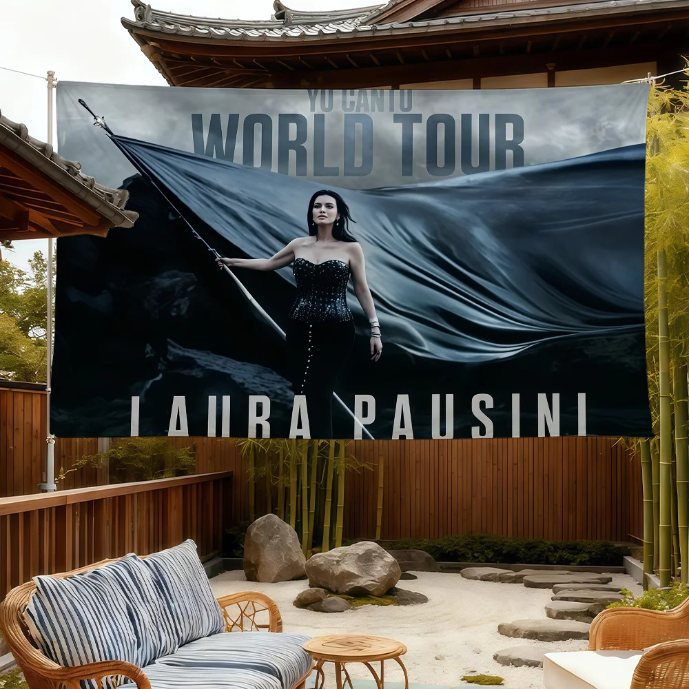 Bandera de la cantante L-Laura Pausini para habitación, dormitorio, camping, picnic, estilo artístico, decoración de pared para garaje, bar