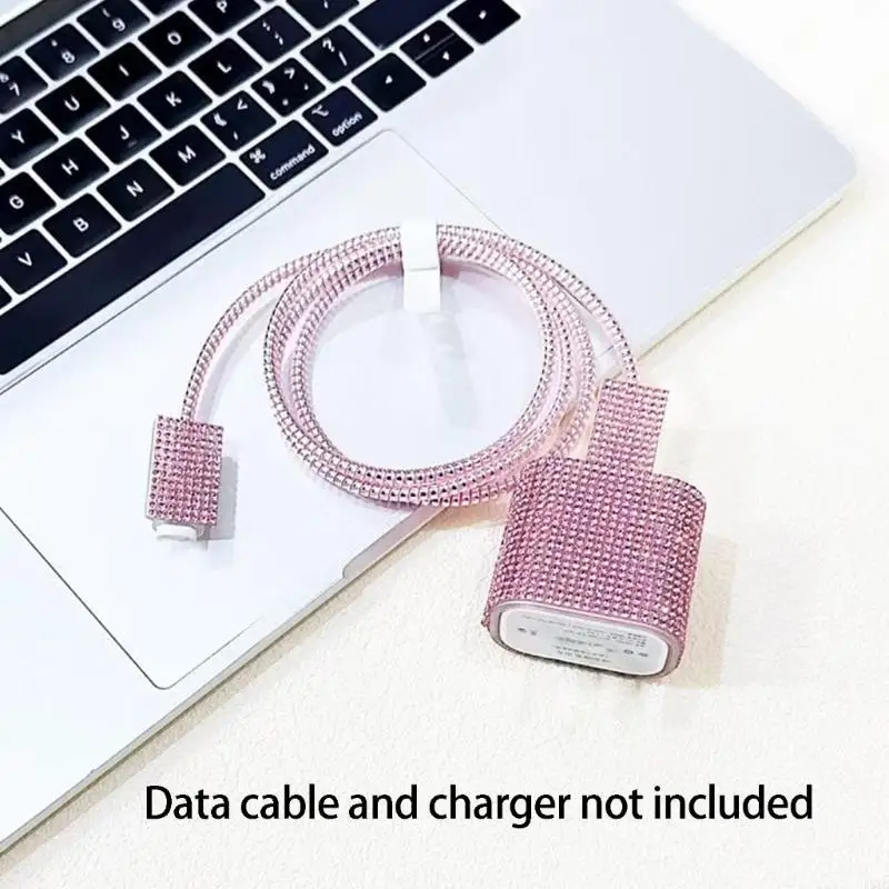 Luxury Rhinestoned Charging Case For Phone With Matching Wire Protectors And Twisting Cable Organiser In 8 Color