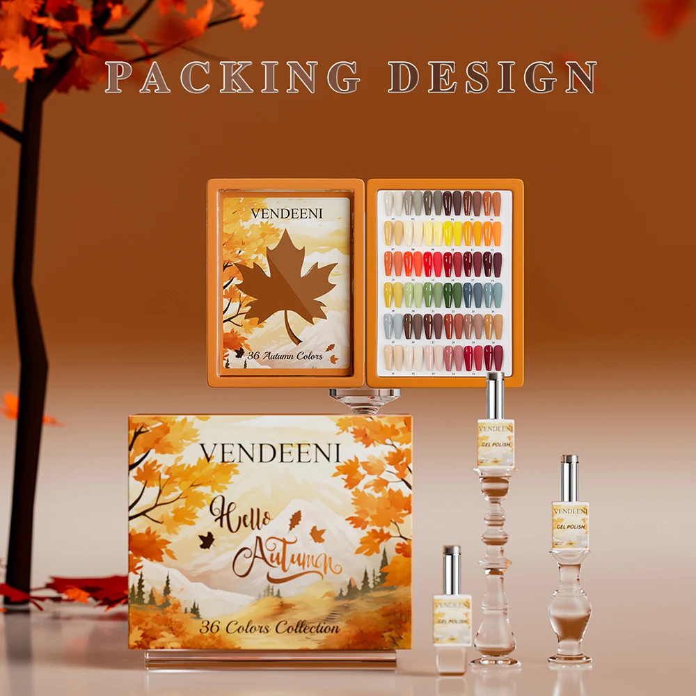 Vendeeni 36 Farben/Set Herbst Pure Color Gel Nagellack TPO HEMA FREI Hochpigmentierter UV Soak-Off Gel Lack mit Display – Detail 9