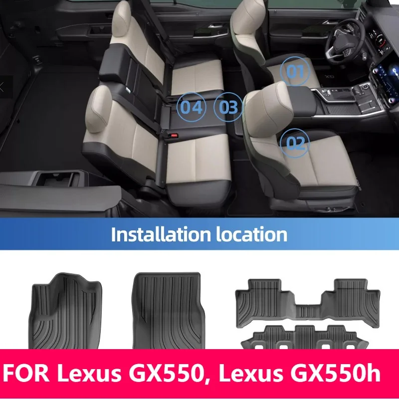 

Lexus GX550 GX550h 2024-2025 Автомобильные коврики TPE 3D Противоскользящая накладка на багажник черного цвета для 5-местной модели