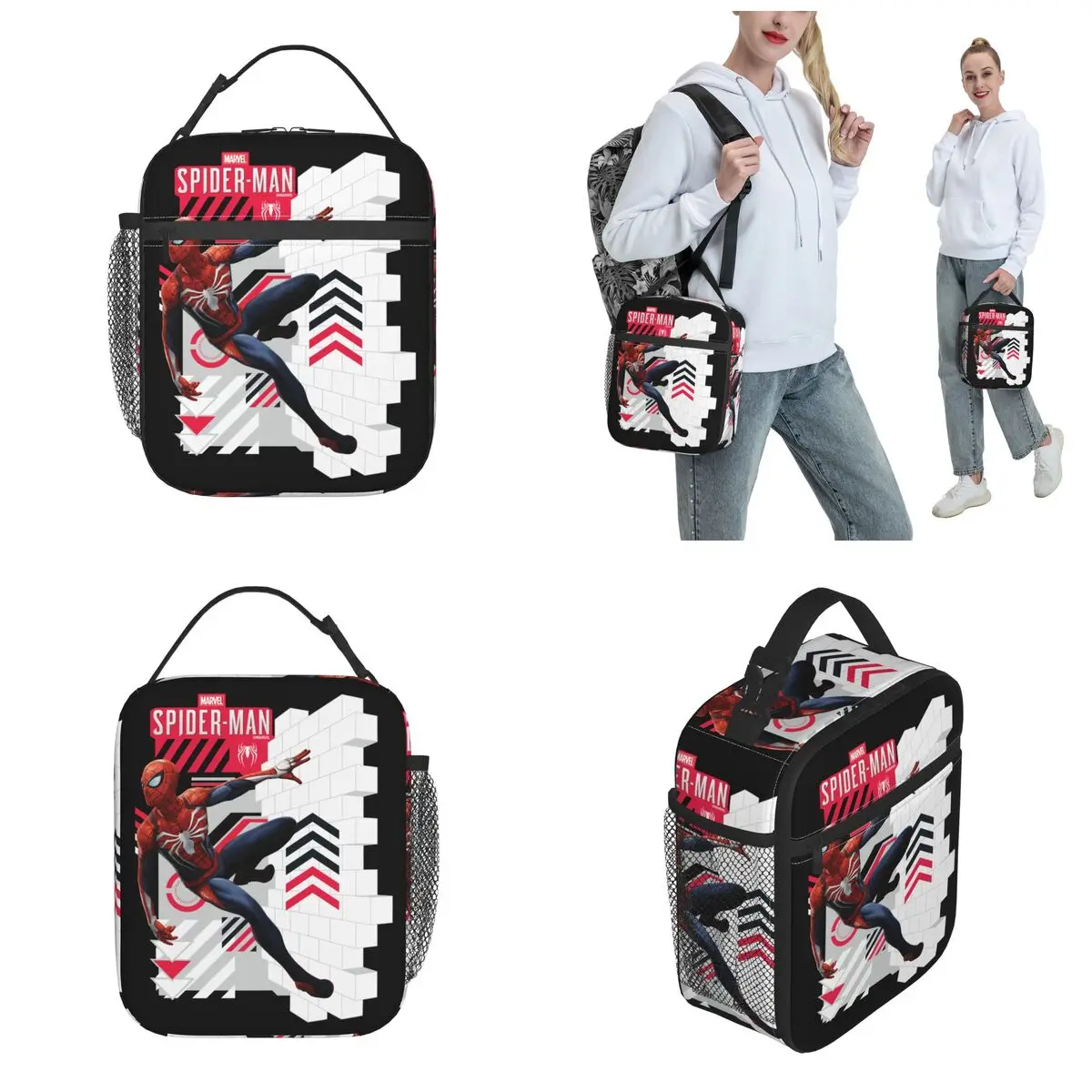 Lunch Box Comic Spider-Man Wall Crawl Accessories Super Hero Food Box Multifunction Cooler Thermal Lunch Box For School