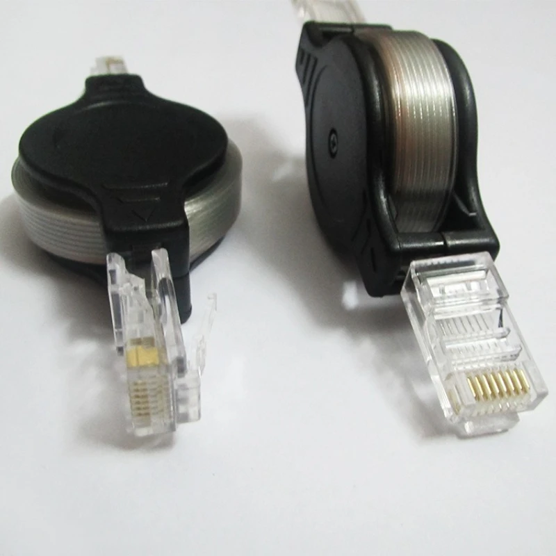 2PCS Retractable RJ45 Cat5e Cable 1.5M 5FT 10/100Mbps Portable LAN Patch Cord Laptop Router PC Modem Home Office Daily Use