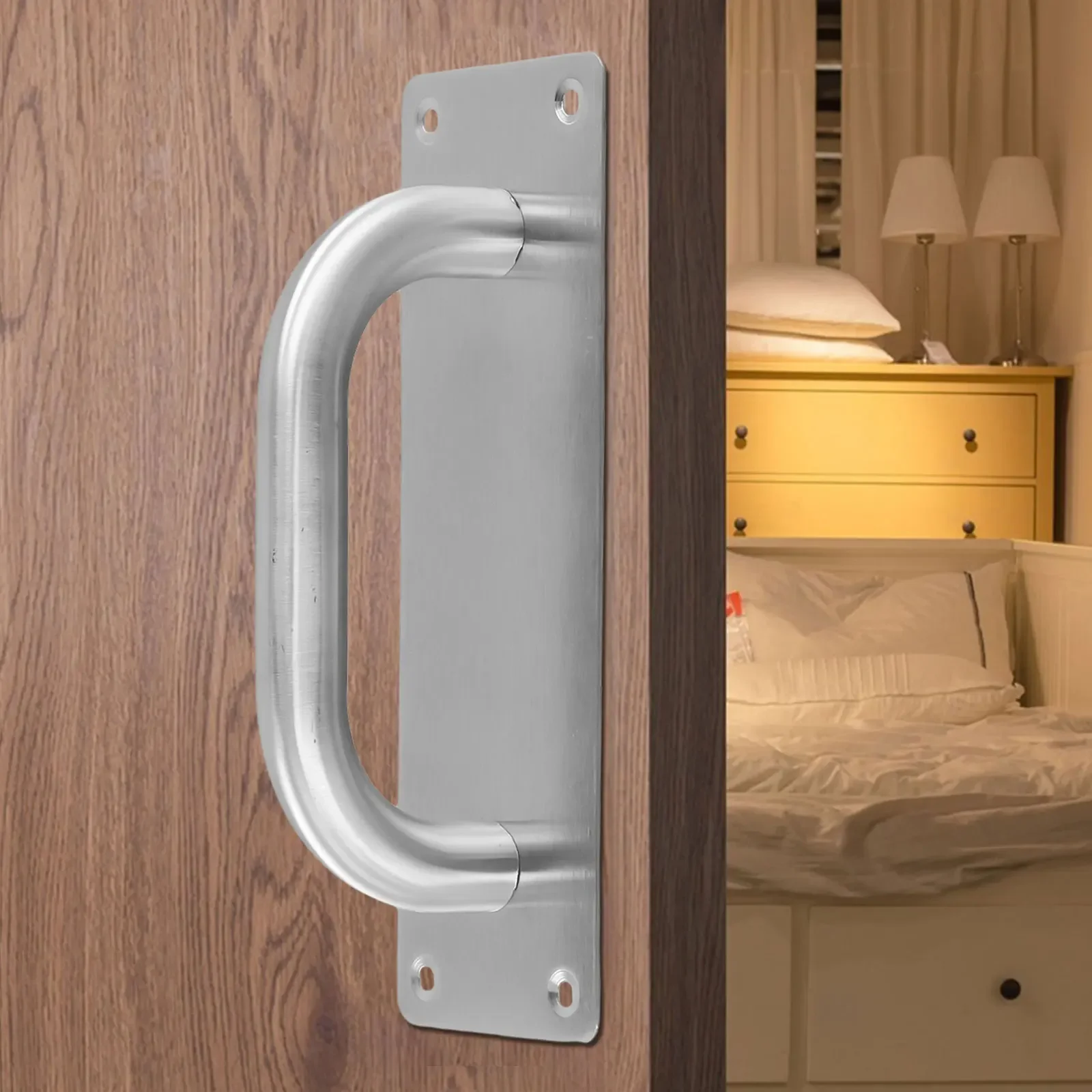 Manija de estilo moderno para puerta corredera, soporte resistente de acero inoxidable, armario negro de Granero para puerta, herrajes para inodoro