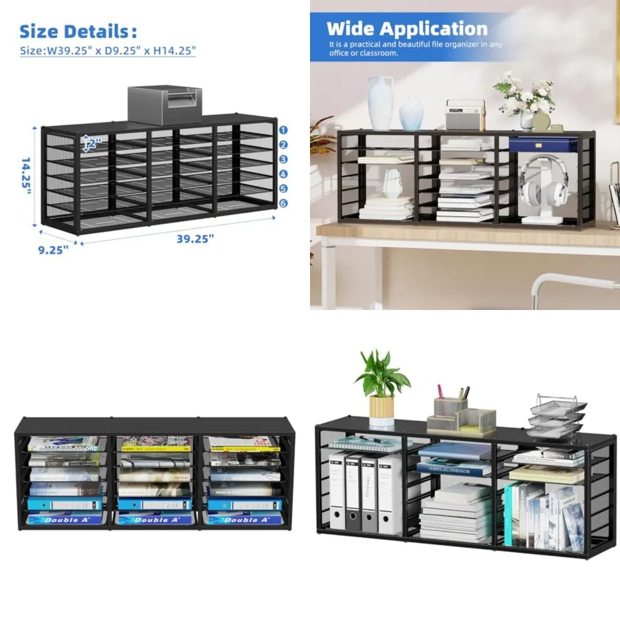 

Literature Organizers, 18 Compartments Office Mailbox with Adjustable Shelves, Metal Countertop Literature Sorter for Office, H