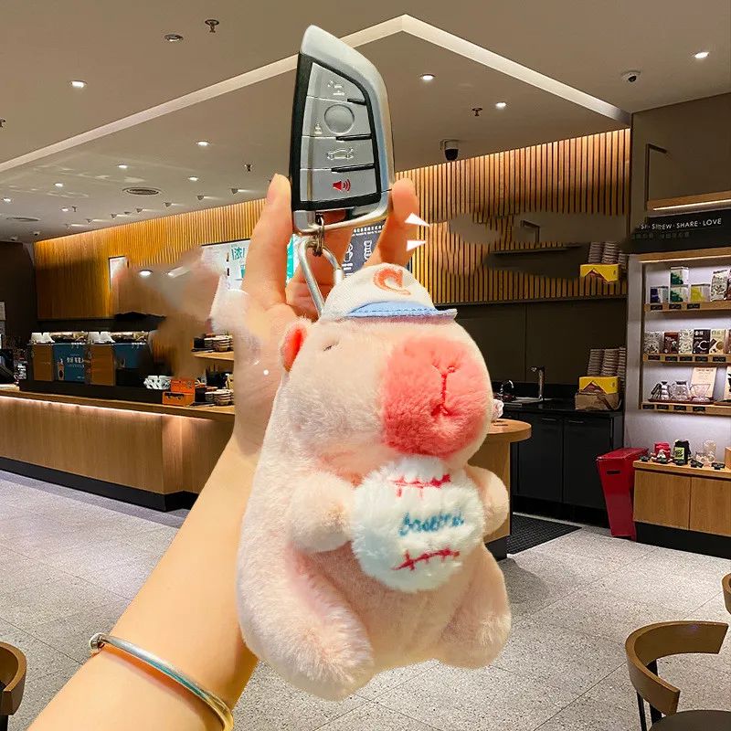 New Kapibala Capybara Keychain Car Couple Backpack Pendant Cute Pink Hamburger Capibala Capybara Plush Keychain Doll