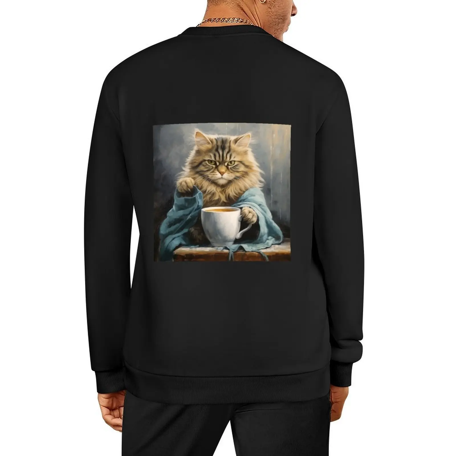 

Coffee Drinking Cat Pullover men's sweat-shirt autumn jacket men tracksuits autumn new products new sweatshirt