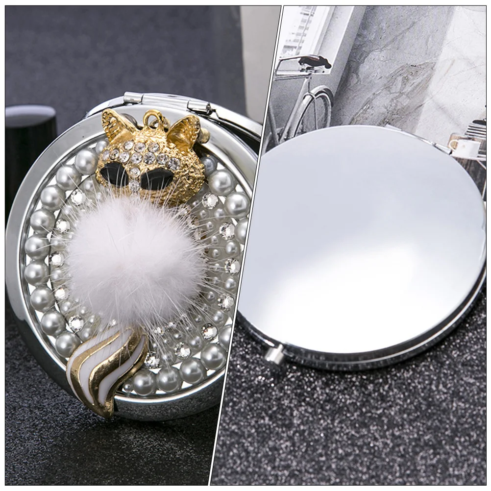 

Foldable Portable Magnifying Makeup Mirror Fox Design Chic Elegant Double Sided Compact Lightweight Travel Home School