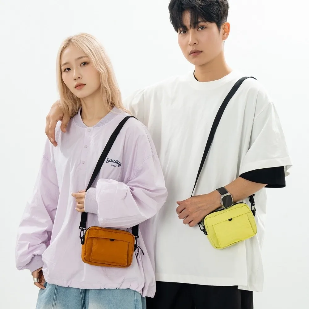 حقيبة هاتف كروس عصرية متعددة الاستخدامات على الطراز الياباني حقيبة كتف صغيرة الحجم خفيفة الوزن مقاومة للماء من النايلون للجنسين