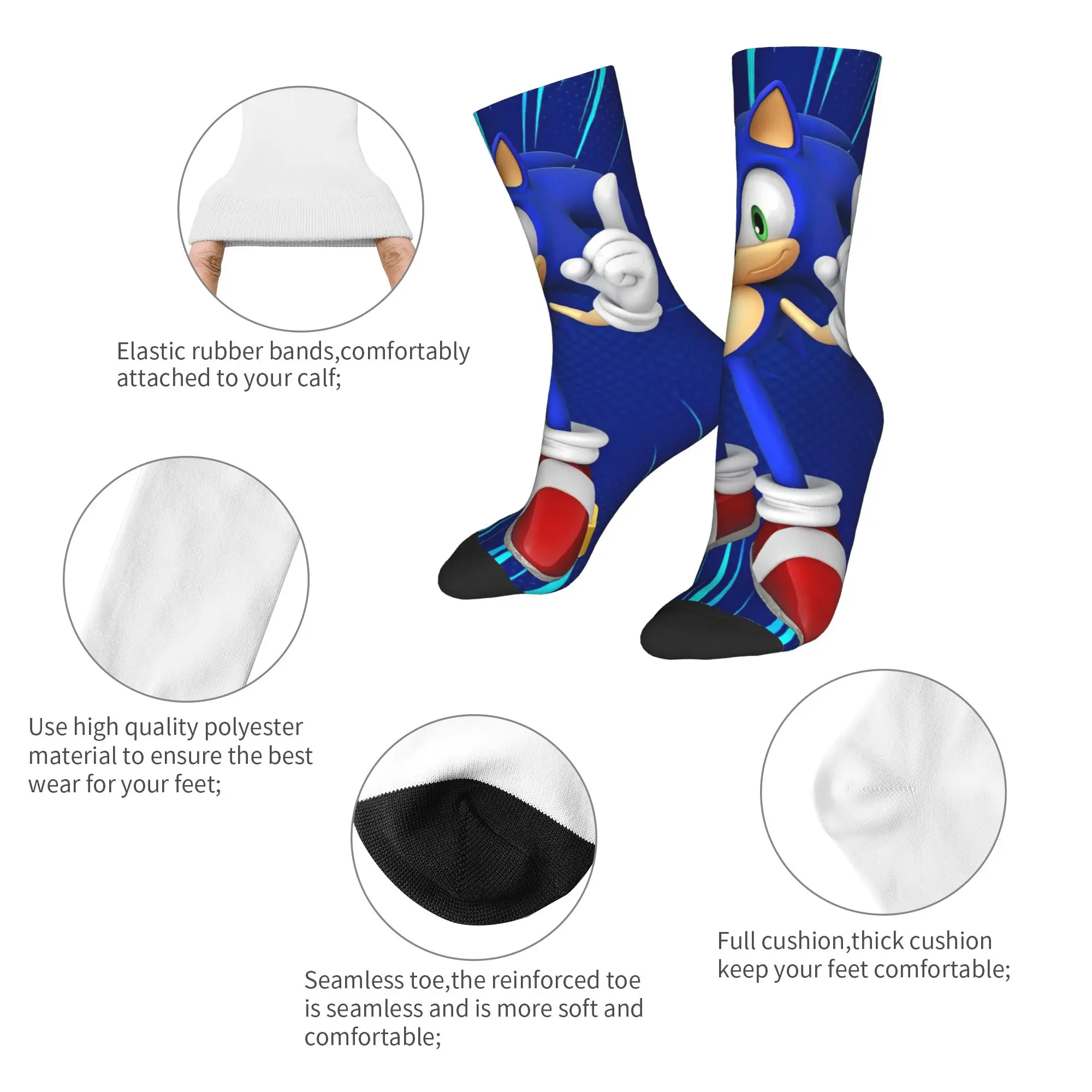 S-Sonic ريترو لعبة الكرتون الجوارب تصميم جوارب المضادة للبكتيريا الرجال الجوارب مريحة الخريف الجدة سكيت الجوارب