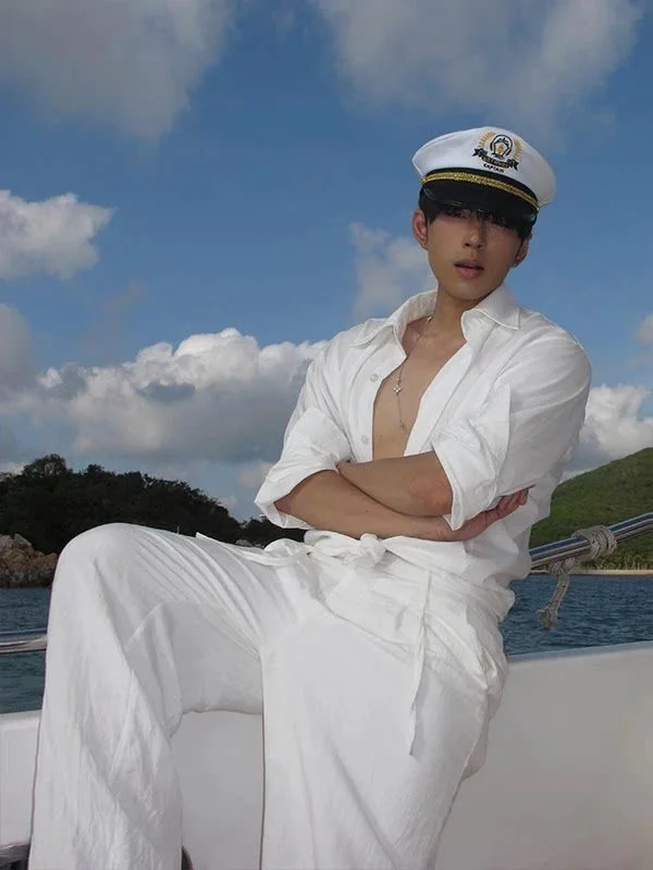 

Linen Cotton Shirt Set Men's Loose Casual Workwear Long Sleeve Breathable Sports Long Pants Two Piece Set Lazy Style Fashion