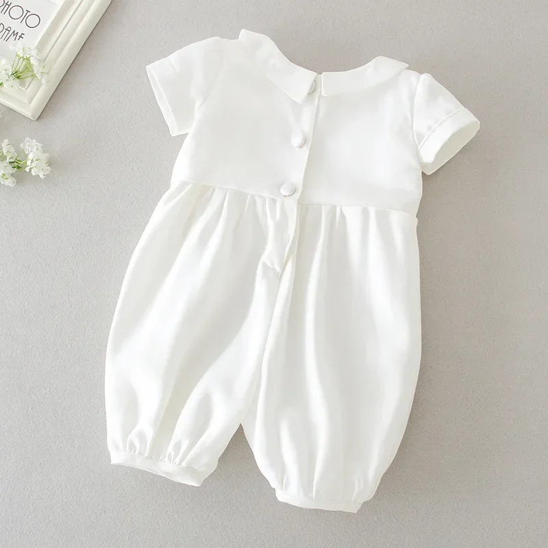 2024 Infant Short Sleeve Lapel Gentleman Bodysuit Set Baby Boy Ramadan Romper Muslin Kids Summer Christening Clothes with Hat