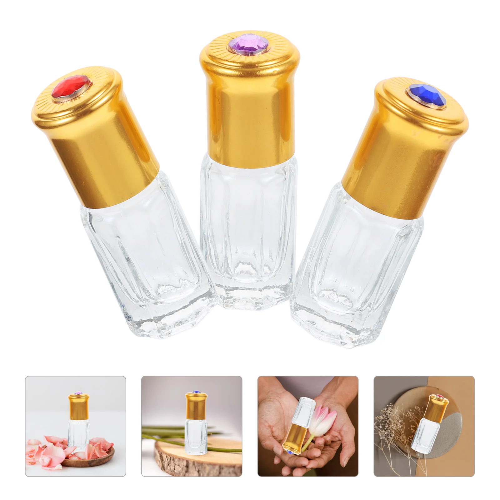 10 Stück Glas-Parfüm-Reiseflaschen, 3 ml, Roll-on-Applikator, tragbare Flüssigkeitsbehälter für Frauen, ideal für Frauen