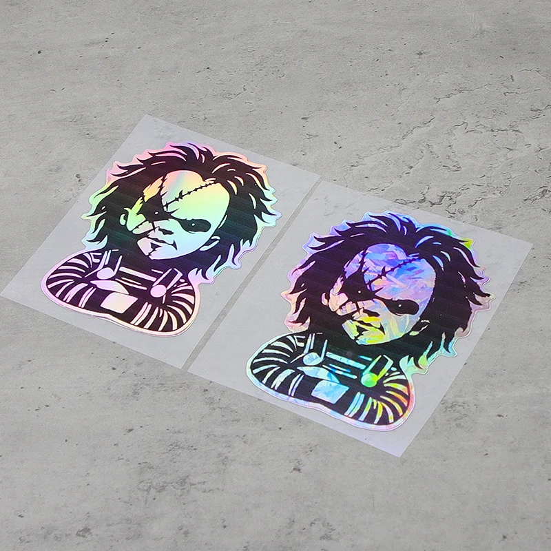 

Ghost baby Chucky laser colorful waterproof vinyl sticker, hand account 2D flat motorcycle sticker, DIY dark tide cool sticker
