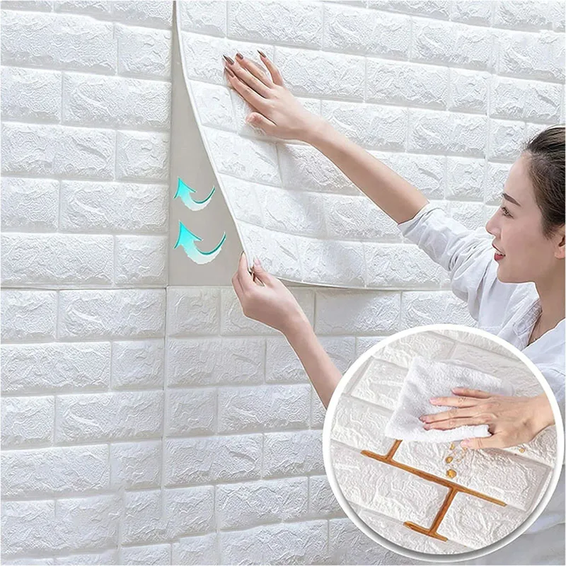 Wall Stickers Adhesive Wall Wallpaper Brick Pattern Collision Avoidance 3D Decorative Walls Paper Peel and Stick Wallpaper Self