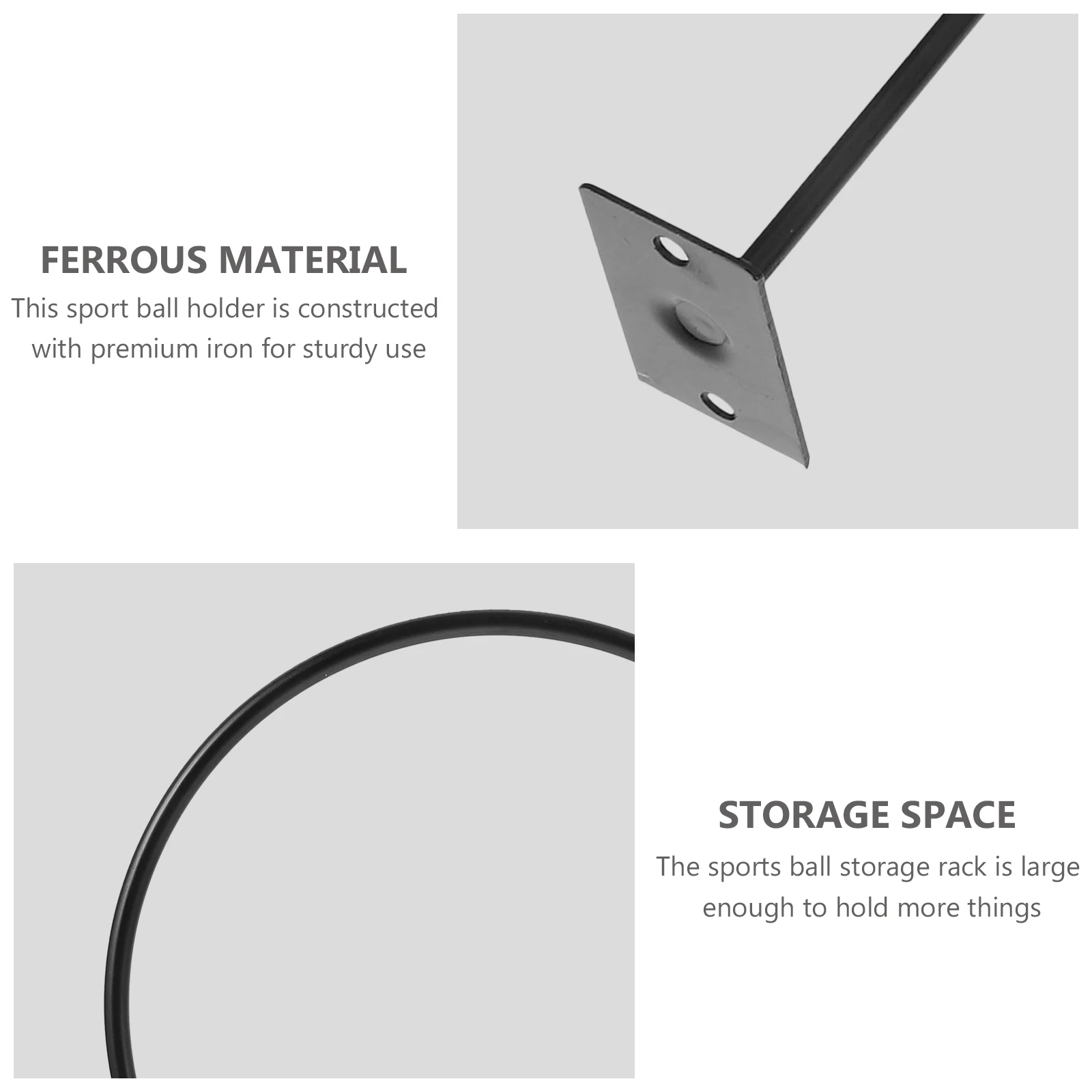 

5pcs Ball Bracket Basketball Holders Black Wall-mounted Iron Rack for Football Soccer Volleyball Display Storage