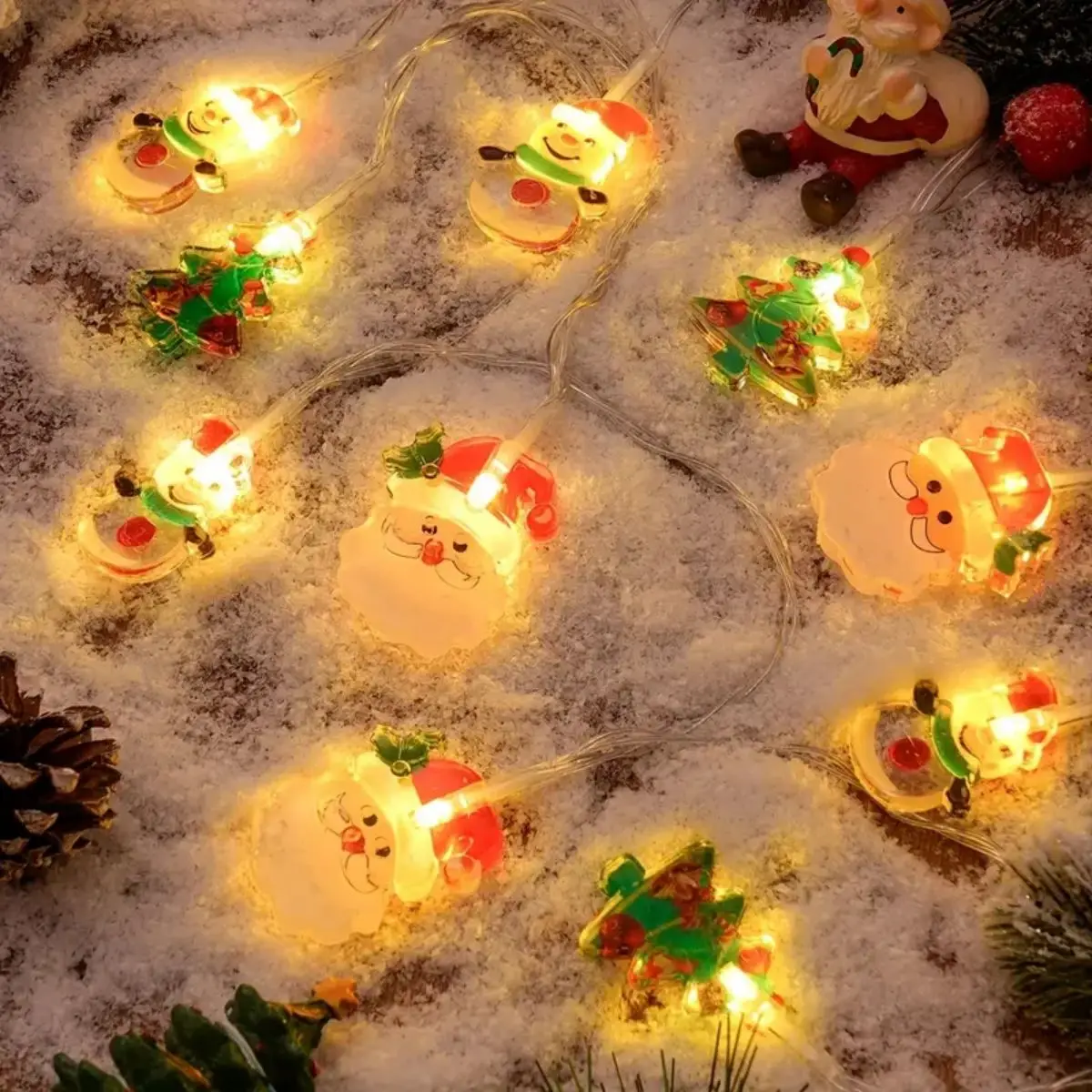 1 قطعة أضواء عيد الميلاد في الهواء الطلق مع سانتا كلوز ثلج شجرة عيد الميلاد بطارية تعمل بالطاقة للمنزل غرفة نوم حفل زفاف زينة عيد الميلاد