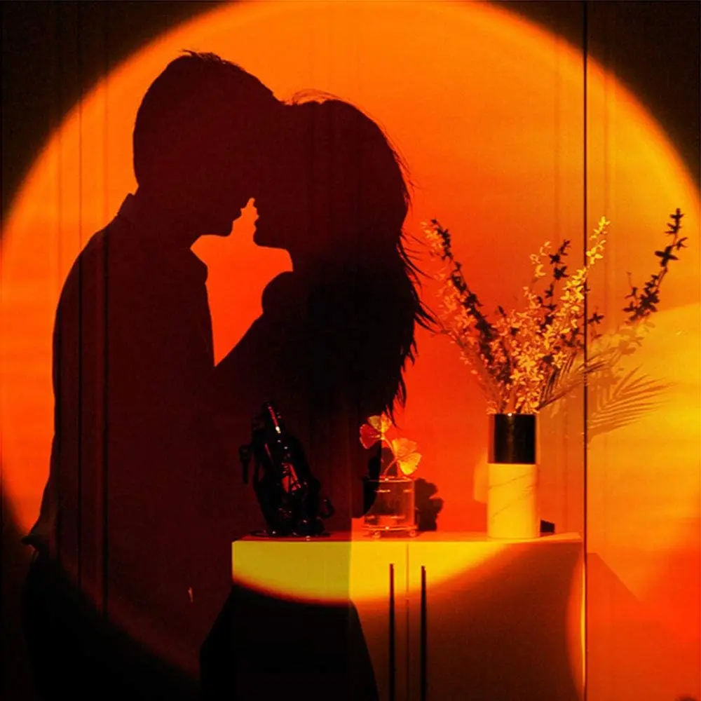 1pc USB Sunset Lamp LED Rainbow Neon Night Light Projector Photography Wall Atmosphere Lighting for Bedroom Home Room Decor Gift