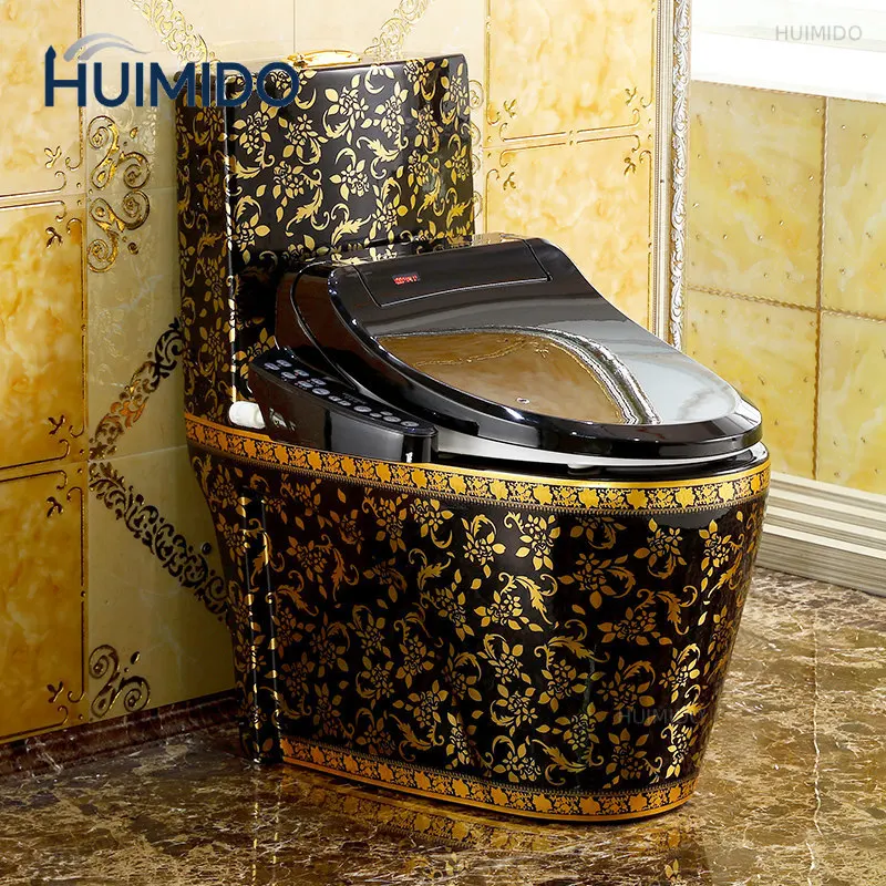 European-style smart golden toilet, vintage black toilet, bathroom fully automatic drying and instant heating toilet
