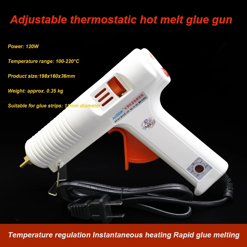 120W Hot Melt Glue Gun High Quality Copper Nozzle Design Adjustable Thermostat/Flow Automatic Thermostat Hot Melt Glue Gun