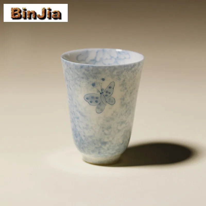 

2pc/lot Hand-painted Butterfly Teacup Vintage Tea Bowl Mug Tea-tasting Meditation Cup Chazhan Master Cups Tea Ceremony 40ml