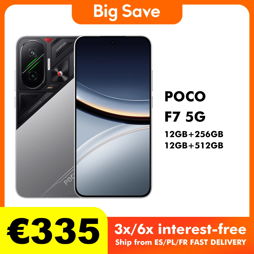 POCO F7 5G NFC Version ue sans chargeur 12GB/256GB 12GB/512GB téléphone portable intelligent Snapdragon 8S Gen 4 batterie 6500mAh