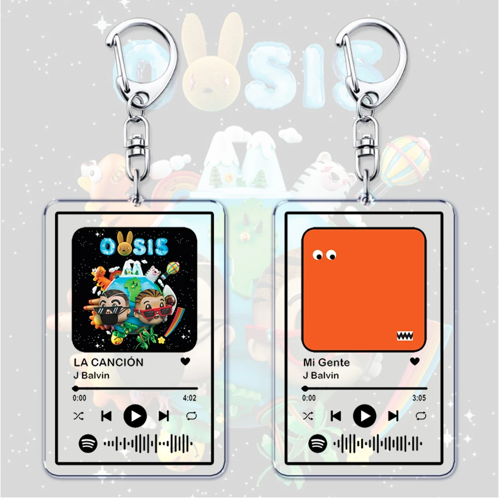 Pop Reggaeton Singer Keychains for Women Accessories Bag LA CANCIÓN Mi Gente Songs Music Album Code Keying Jewelry Fans Gifts