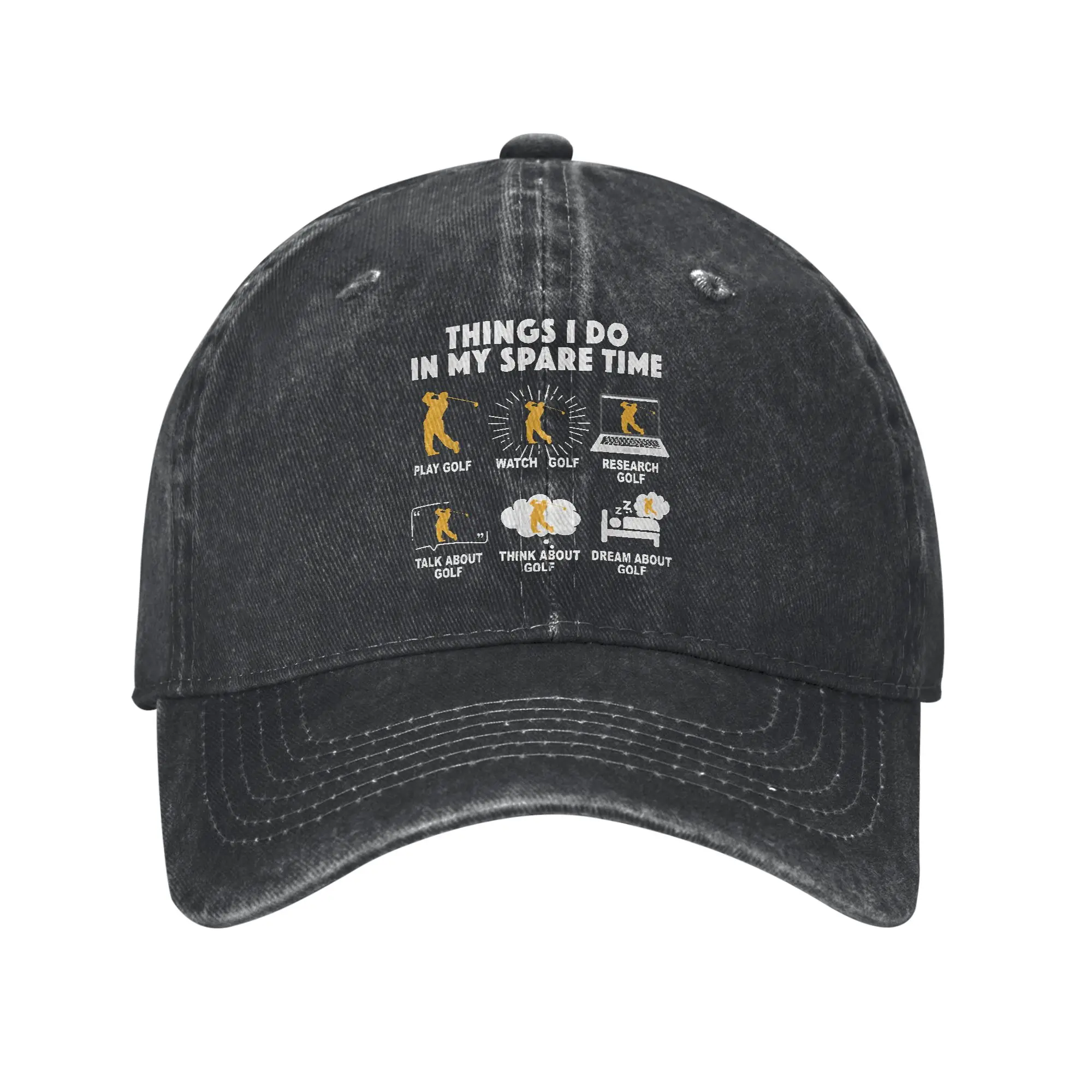Things I Do In My Spare Time Funny Golfer Men Women Baseball Cap Distressed Cotton Hats Cap Retro Outdoor All Seasons Sun Cap