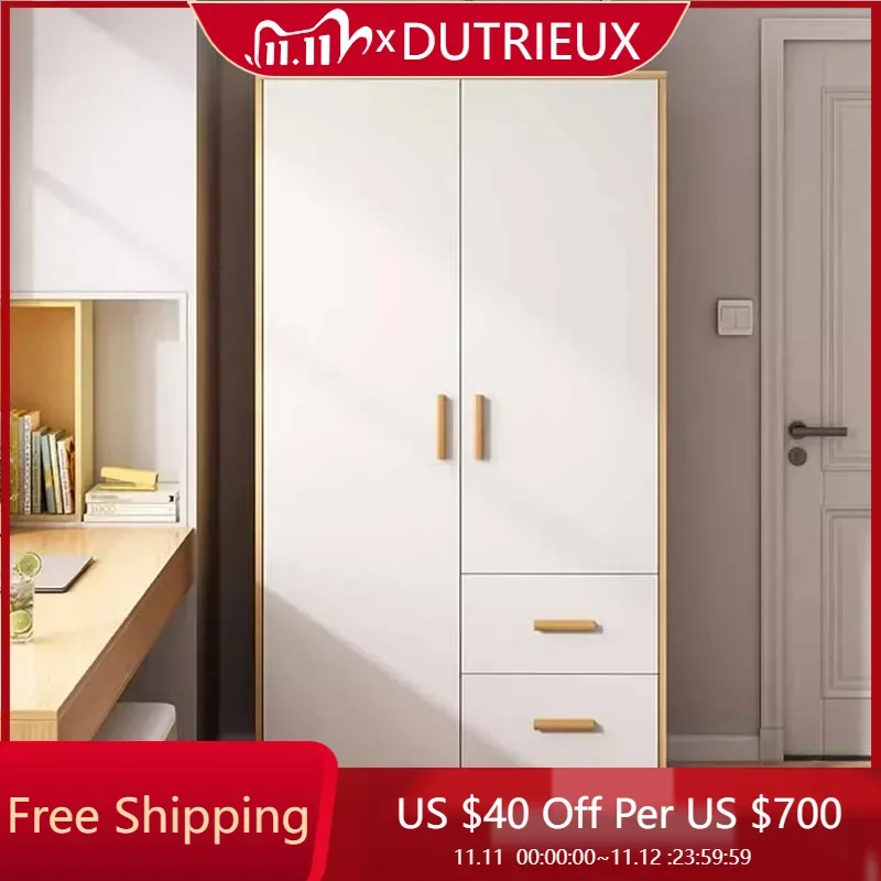 Two Door Wood Wardrobes Waterproof Organizer Heavy Duty Clothes Wardrobes Korean Style Szafki Do Salonu Nordic Furniture Bedroom