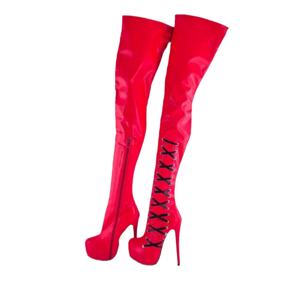 Super High heel thigh boot side strap design stiletto classic fetish boot size 35-46 fast delivery