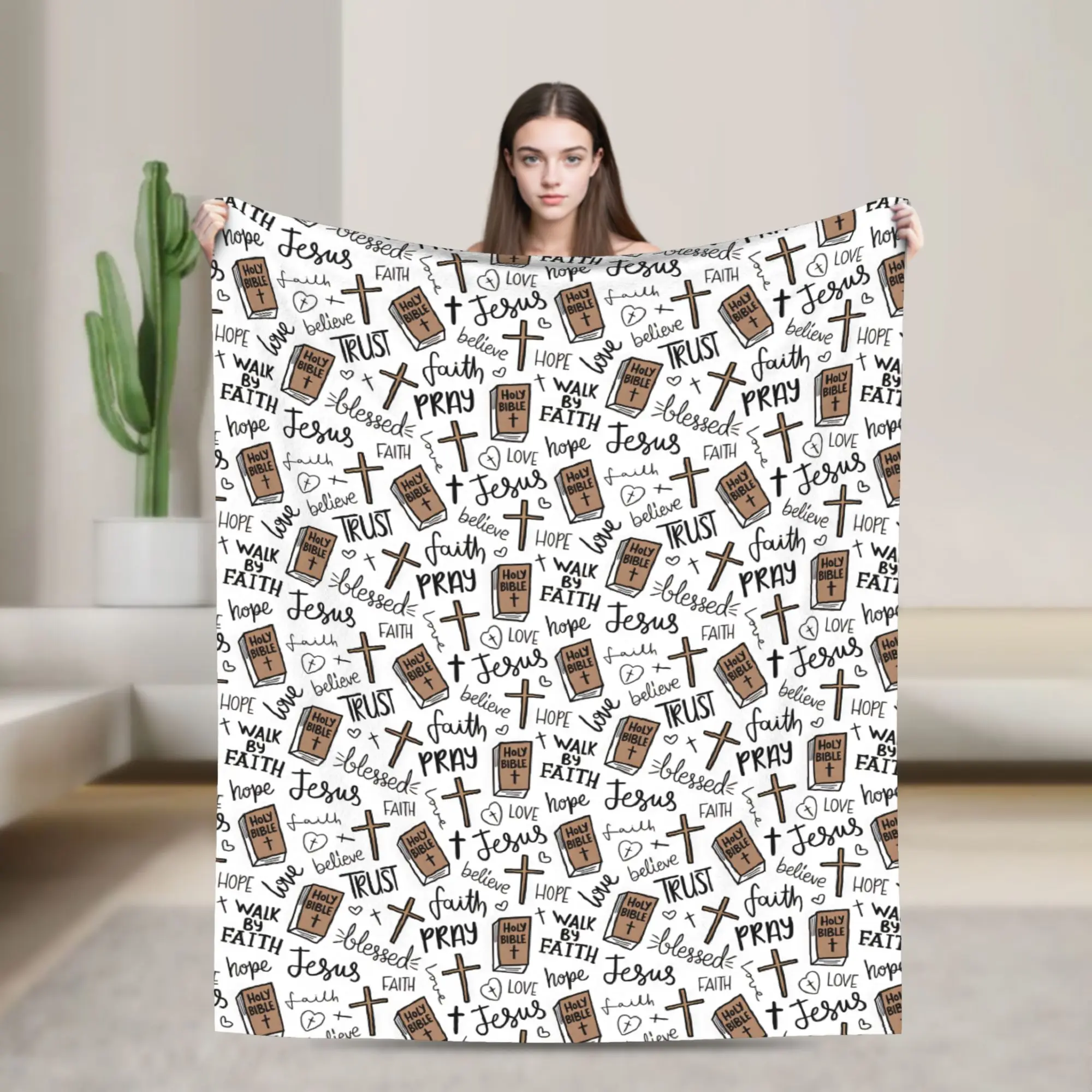 Christian Bible Jesus Plush Blankets Child  Flannel Throw Blanket For Bedroom Soft Design Quality Bedspread Gift
