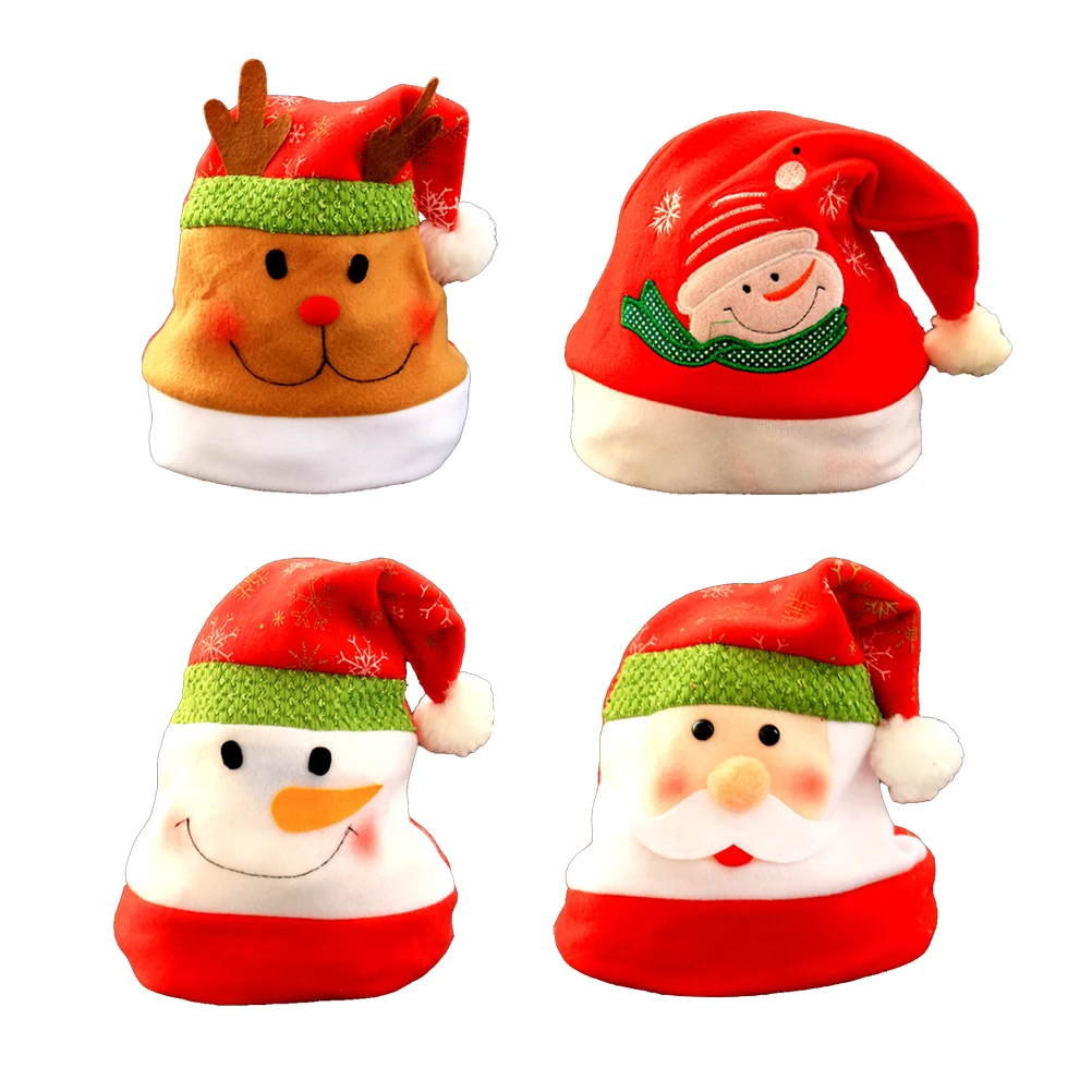 

4pcs Cartoon Christmas Hat Brim Santa Hat Headdress Party Favors Decorations for Kids Adult (Assort Pattern)
