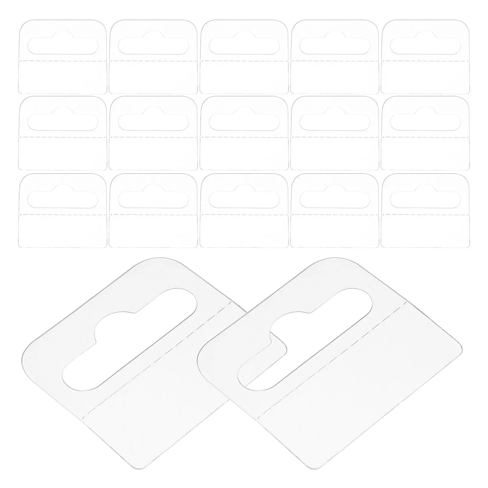 300Pcs Self-Adhesive Clear Hang Tabs Hanging Display Tags Thin Plastic Label Holders for Small Products Cards