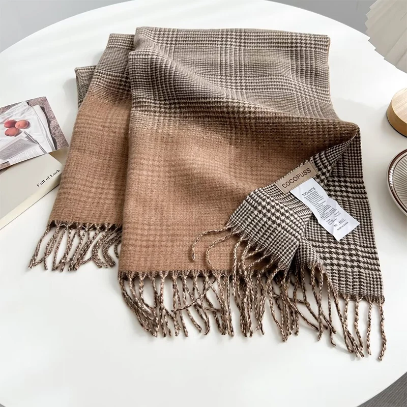 Winter Cashmere Scarf for Women Caps Shawl Wrap Female Pashmina Luxury Brand Poncho Thick Blanket Warm Bufanda Echarpe Femme