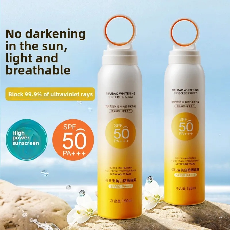 SPF50+ رذاذ الشمس منعش وغير دهني للوجه واقي من الشمس