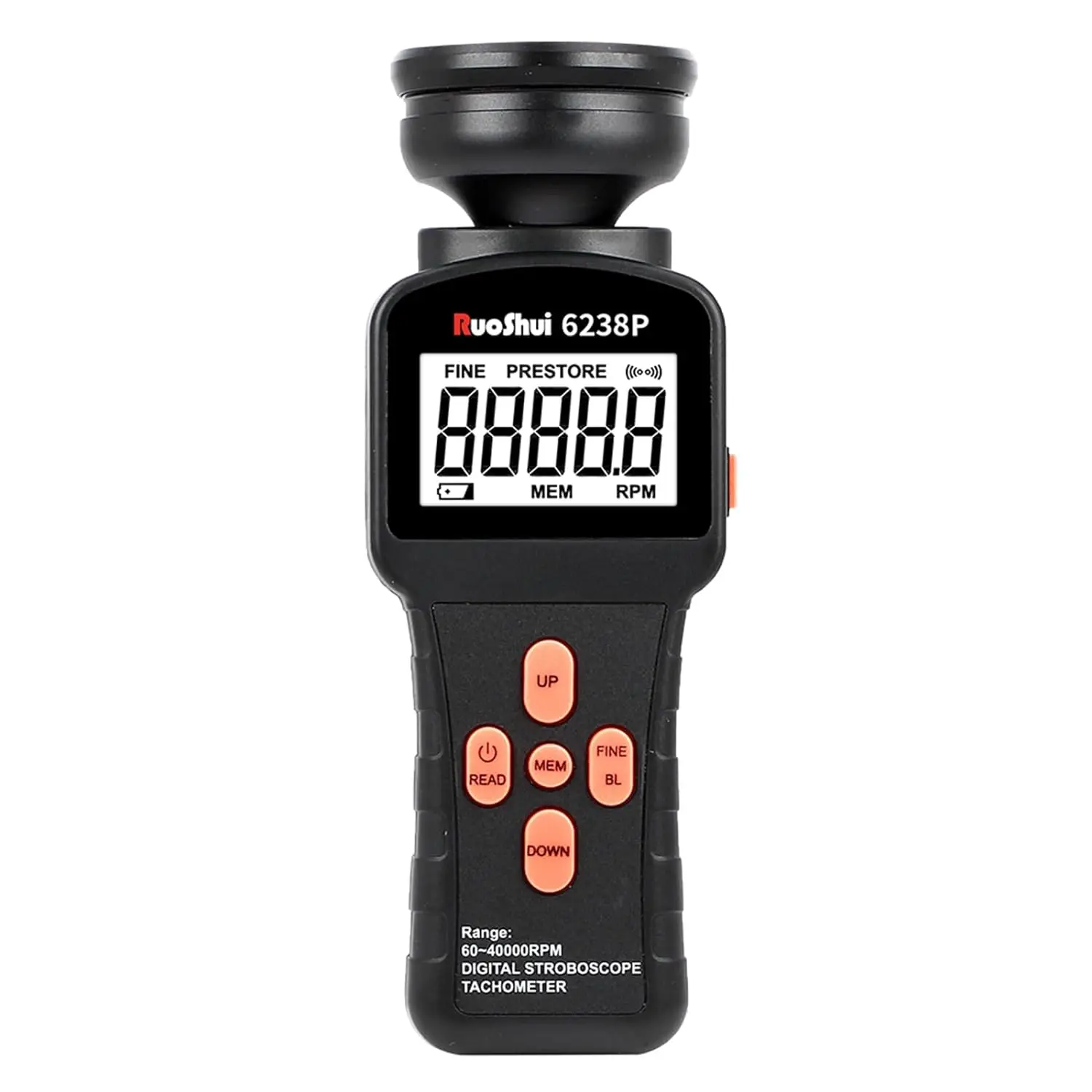 6238P Digital Stroboscope Tachometer LCD Non-Contact Flash Photoelectric Revolution Meter 60-40000 RPM Speedmeter Tester