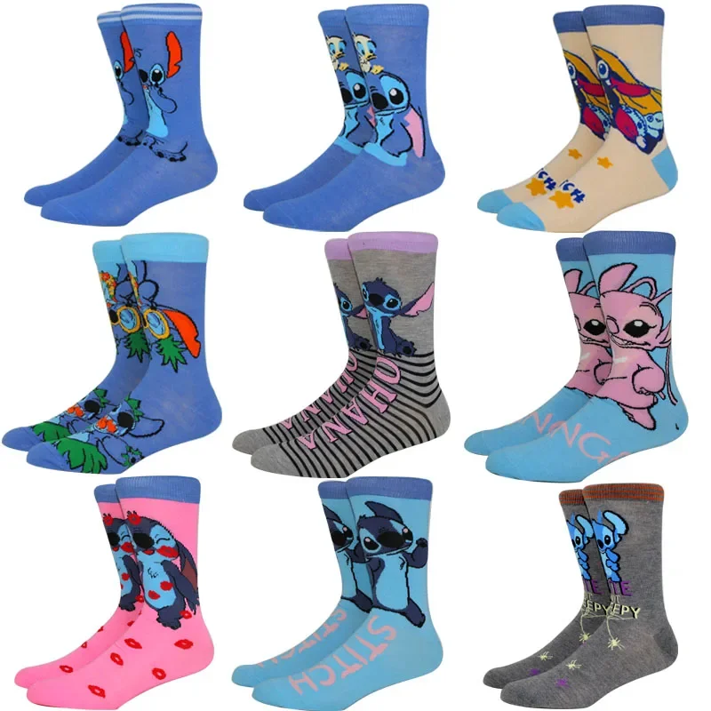 5pairs fashion Disney Stitich Skateboard Crew Socks - Fun & Novelty, Pattern Breathable Polyester Blend for Men and Women Kids