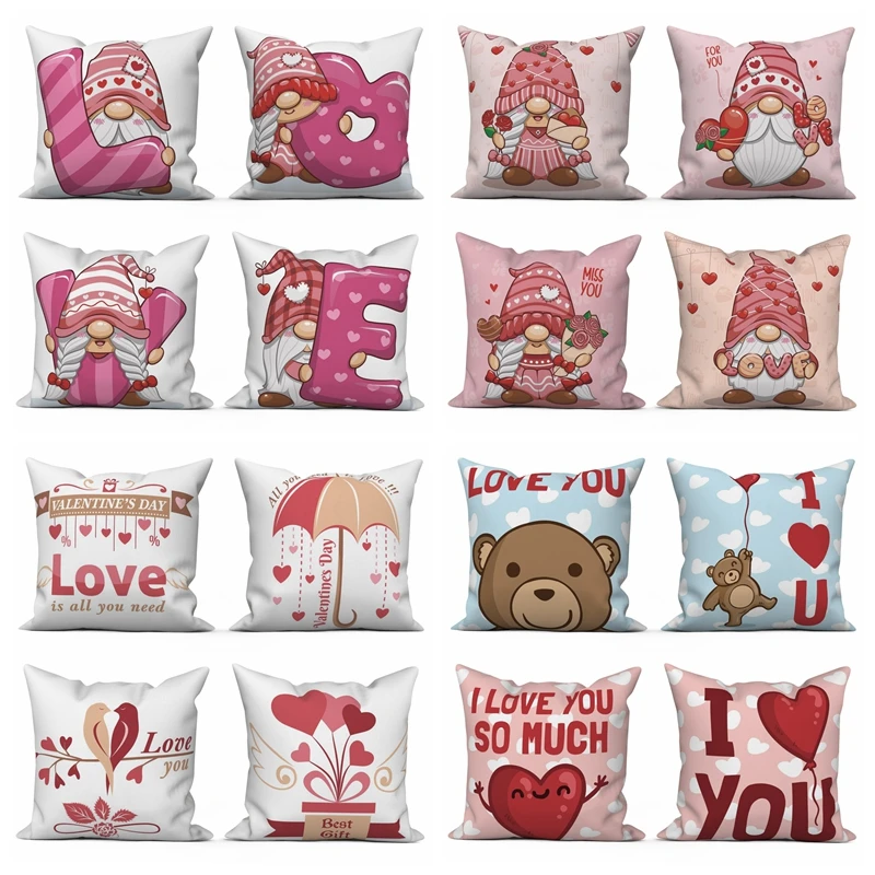 Letters Love Valentine's Day Pillow Cover Red Pink Heart Valentine Wedding Pillowcase Home Decor Living Room Sofa Cushion Cover