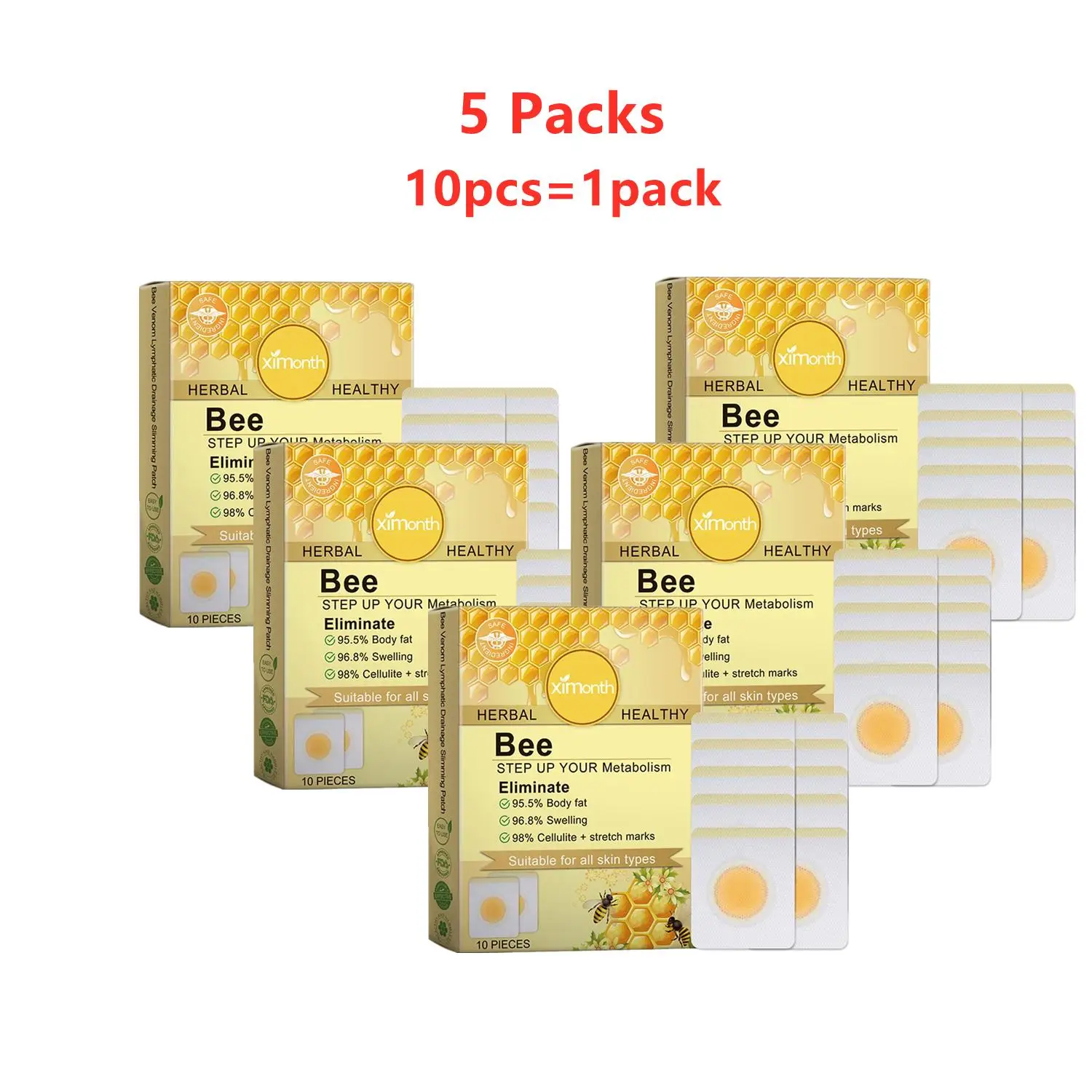 50pcs Bee Lymphatic Drainage Slimming Patch Weight Loss Belly Fat Burning Lifting Shaping Skin Care Lymphatic Detox