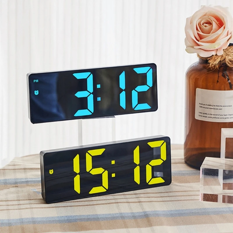 Modern Clock with Clear Screens LED Clock Voice Control Clock for Offices Home