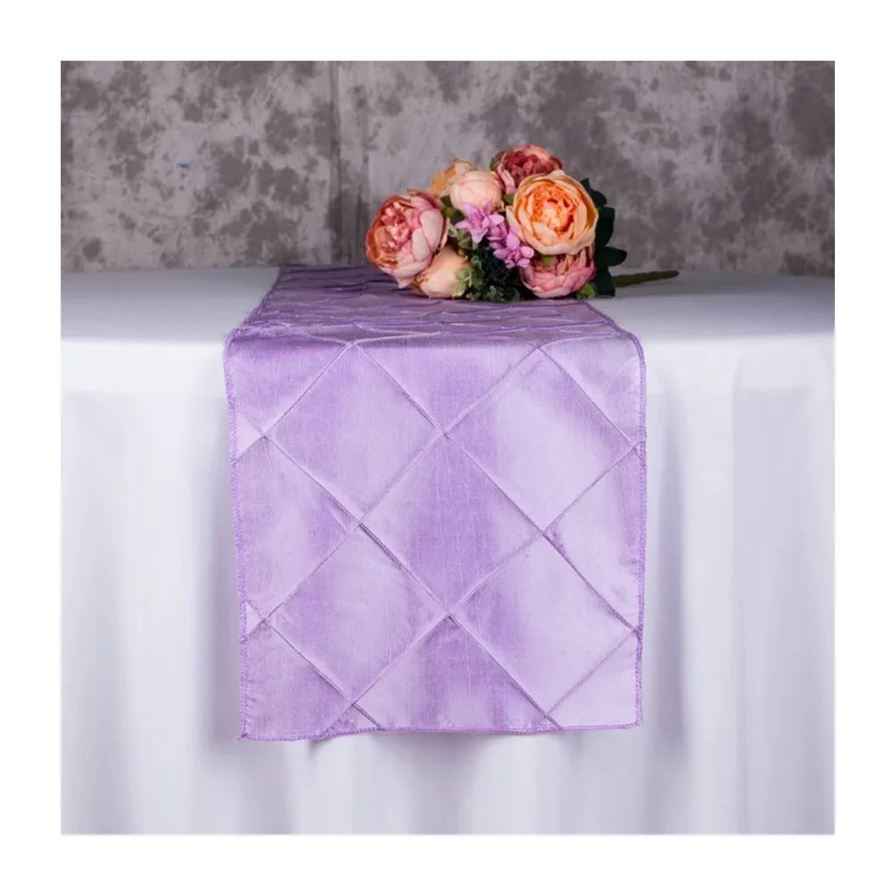 Wholesale minimalist taffeta satin table runners for decorations hotel wedding decoration checked table runners