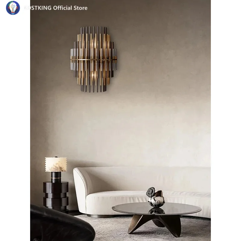 American Style Luxury Post-modern Glass Bar Wall Sconce Lamps Bronze Matte Black/Chrome Wall Mounted Lights Industrial