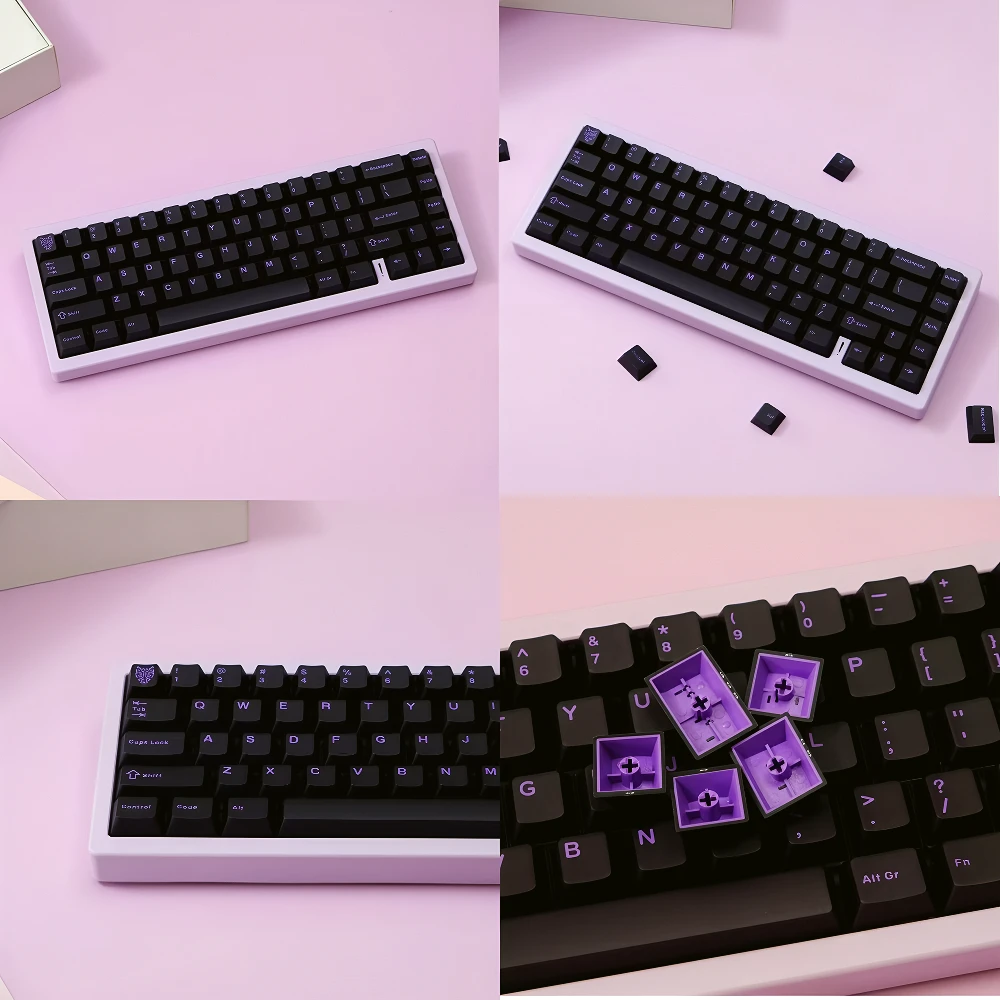 

Purple Translucent Cherry ABS 114 Key Double Key Cap Set for 66/68/86/96/98/104 Mechanical Keyboard