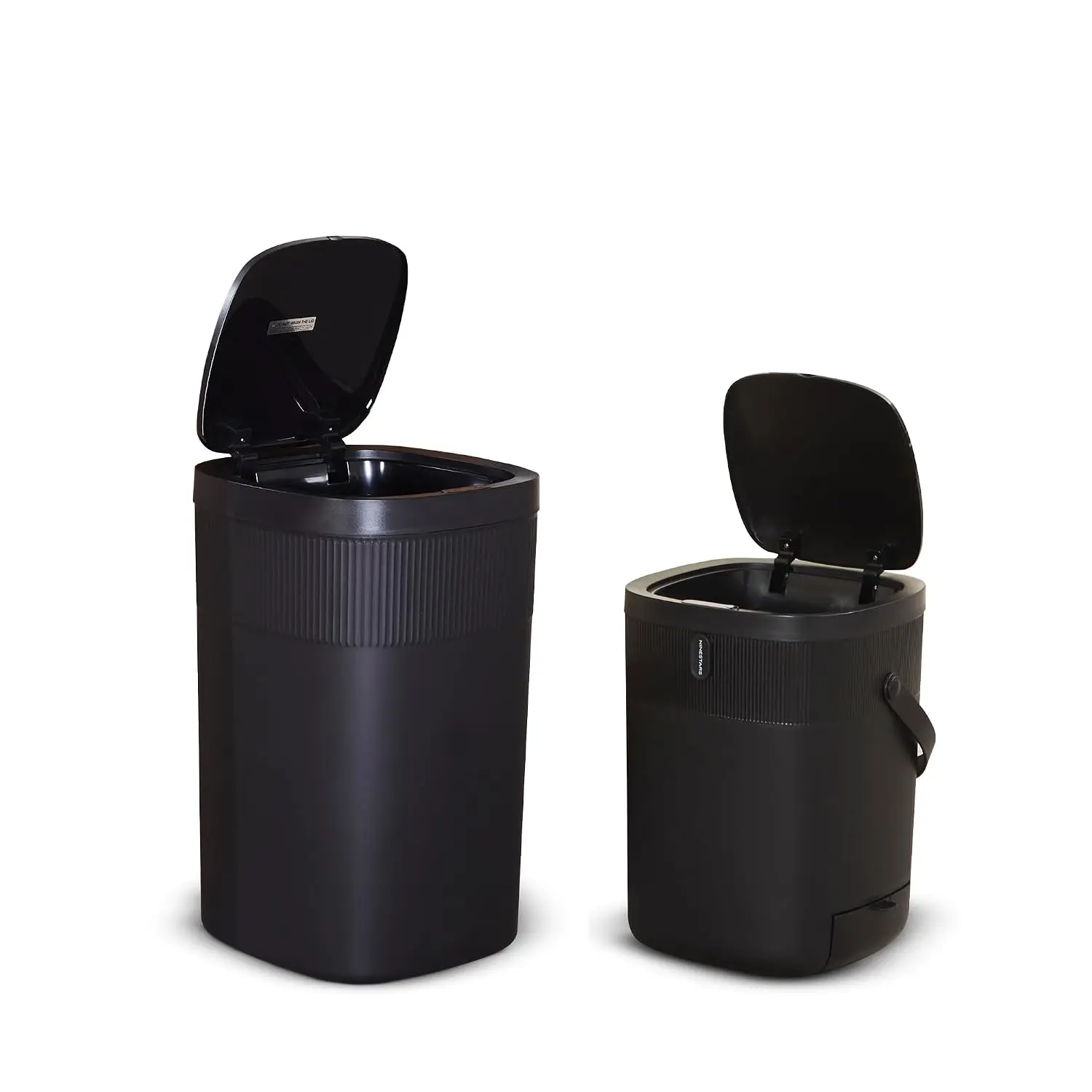13.2 Gallon Automatic Trash Can, 50L + 12L Touchless Motion Sensor Garbage Can Set of 2 with Soft Close Lid, Liner Ring, Fingerp