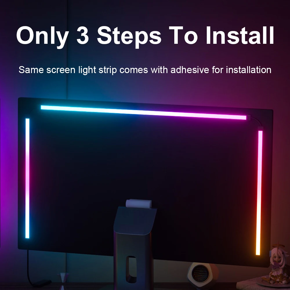 

Gaming Lights Strip Monitor Backlight RGB Color Sync Light Strip Smart Ambient TV PC Control Computer Atmosphere Screen DIY Lamp